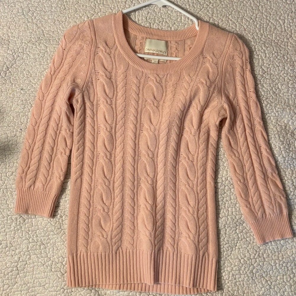 Cynthia Rowley Pink Cashmere Cable Knit